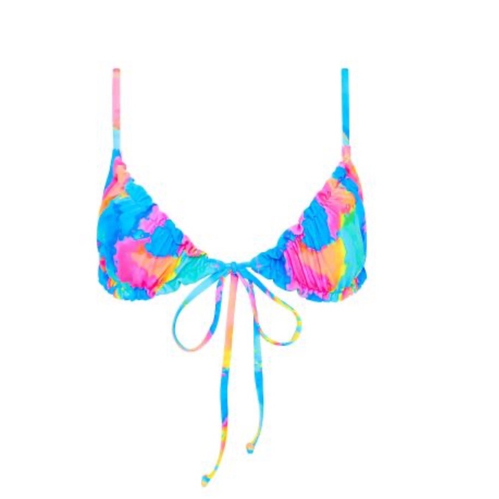Kulani Kinis Ruched Bralette Bikini Top Sunrise Splash Size XS